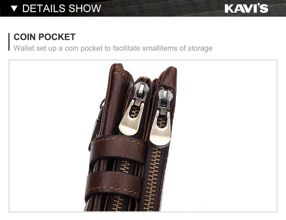 LAREET Fashion Genuine Leather Wallet With Cowhide For Men Money Card Holder Purse RFID Short Double Zipper Coin Pocket Bifold