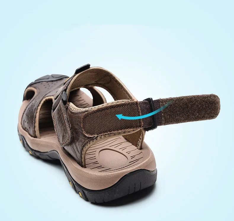 2025 Genuine Leather Men Shoes Summer New Large Size Men's Sandals Men Sandals Fashion Sandals Slippers Big Size 38-47