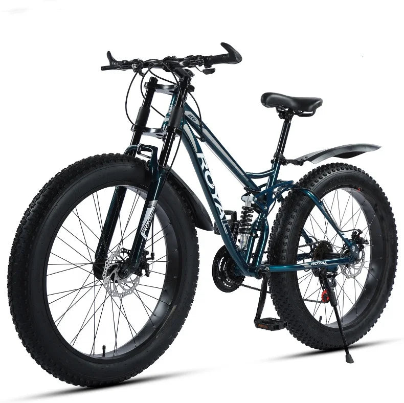 New Full Suspension Fork 26 Inch 21 Speed Disc Brakes Spoke Wheel Mountain Bike Adult Large Tire Off-Road Bike