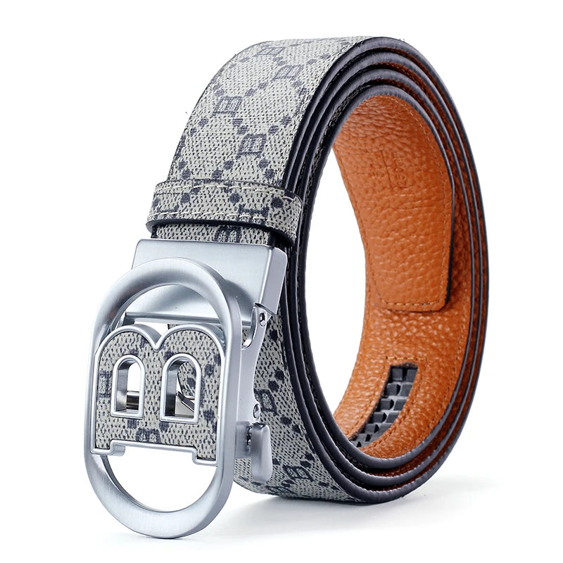 "B" Letter Genuine leather Belt for men Luxury brand Automatic Jeans Trouser belt golf man belt Work social designer waist belts