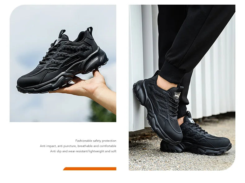 Work Safety Shoes For Men Lightweight Protective Work Sneakers Lightweight Men Shoes Breathable Shoes Anti-Puncture Work Shoe