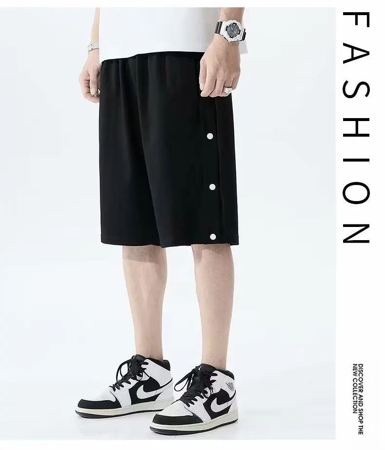 Fully Open-breasted Shorts for Men in Summer Korean Style, Wear Loose Casual Couples Sports 5-point Pants