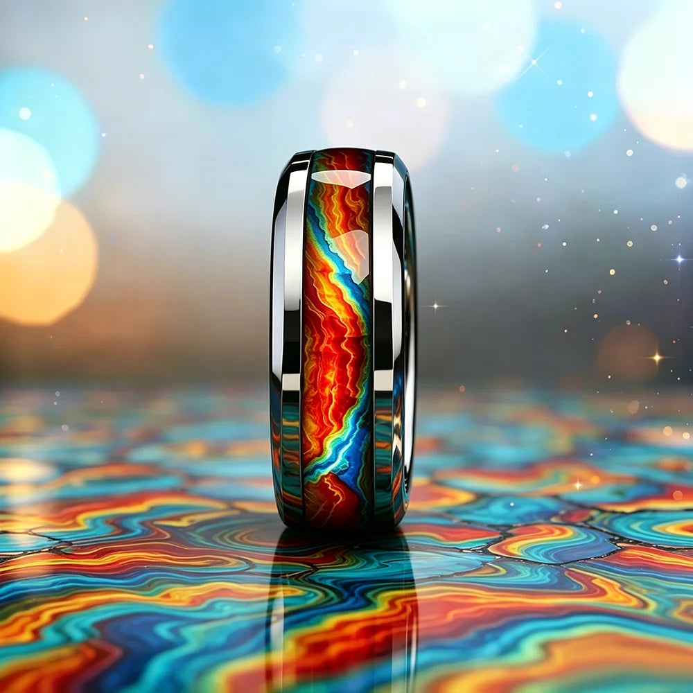 8mm Blue Turquoise Inlay Stainless Steel Ring for Men Vintage Wedding Band Engagement Jewelry Wedding Jewelry Drop Shipping