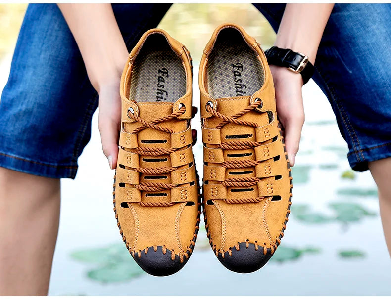 Men Leather Sandals Comfortable Outdoor Casual Shoes 2022 Summer Beach Casual Walking Male Sneakers Men Beach Casual Sandals