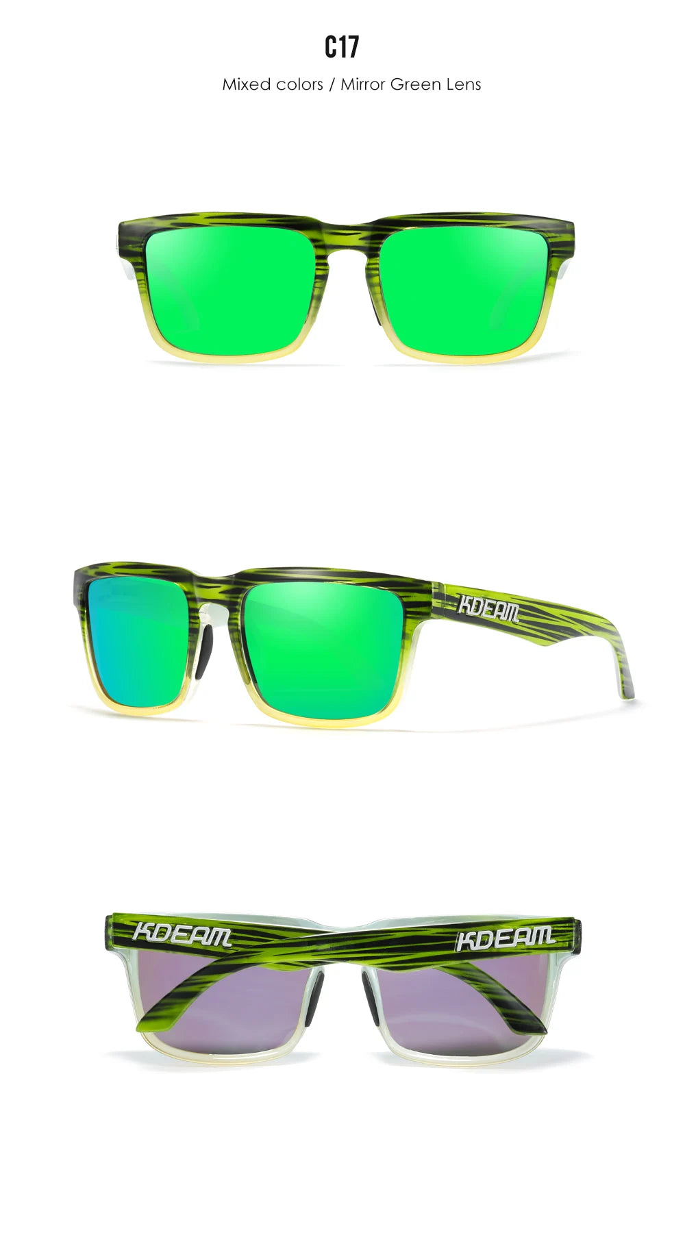 KDEAM Fishing Men's Sunglasses Polarized Classic Square Shades Unisex Size With Packaging