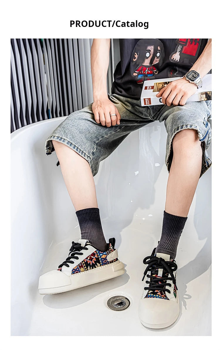 Trendy Street Style Lace Up Sneakers for Men Outdoor Activities Shoes Обувь Skate Shoes for Men Comfy Non Slip Casual Sneakers