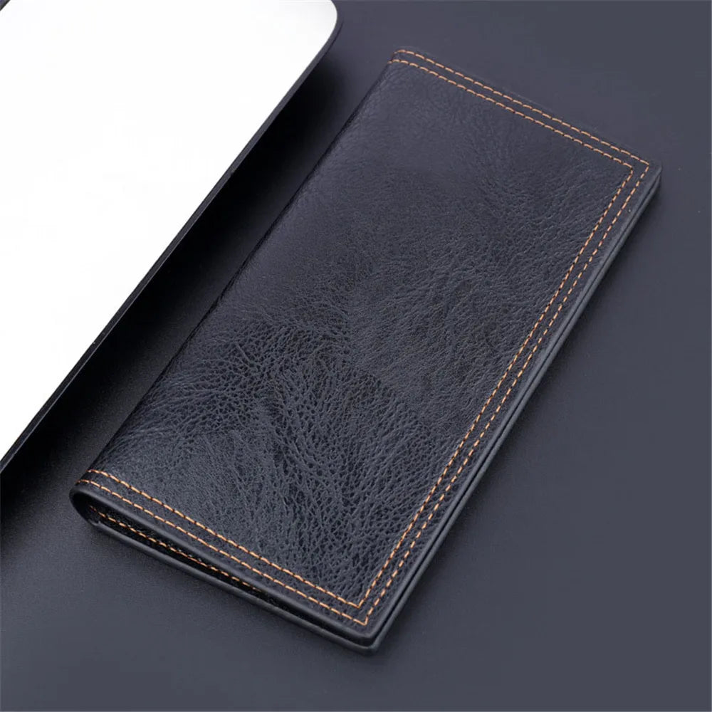Fashion Men Wallets Long Pu Leather Vintage Thin Zipper Purse Man Credit Card Holder Brand High Quality Male Wallet Money Purses