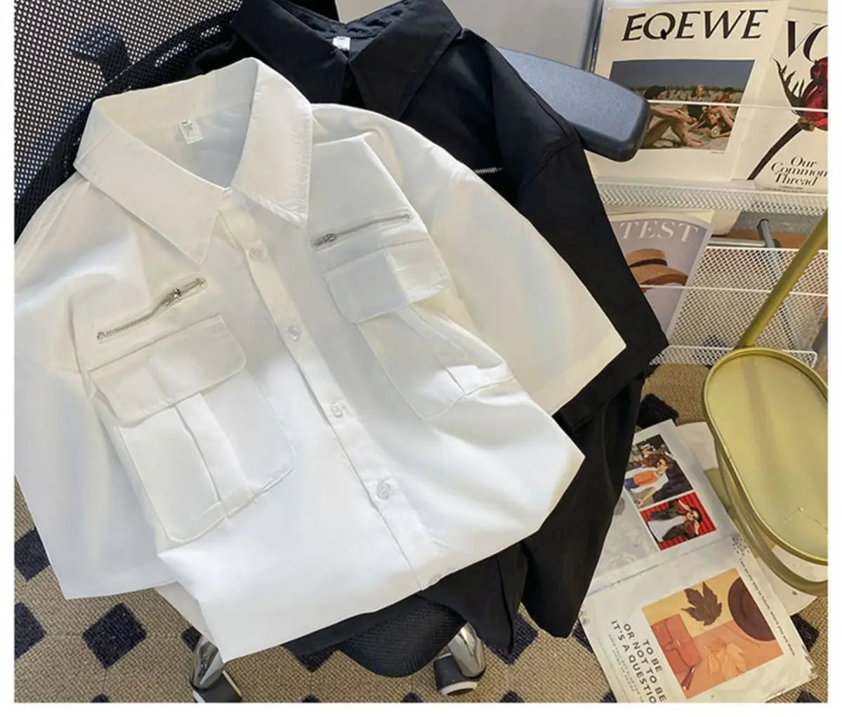 Working Short-sleeved Shirt Men's Summer High Street Niche High-end Design American Handsome Loose Casual Jacket