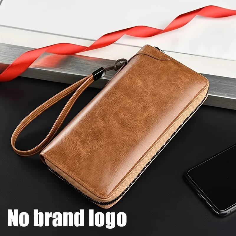 Men's Long Zipper Wallet High Quality Pu Leather Wallet For Men RFID Blocking Business Clutch Bag Credit Card Holder Purse Man