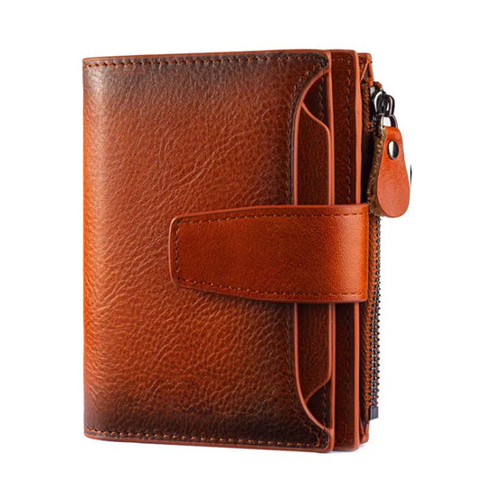 Short Genuine leather Wallet for Man Daily Real Cow Leather Purse 2025 New Boys RFID Card Holder Coin Purse