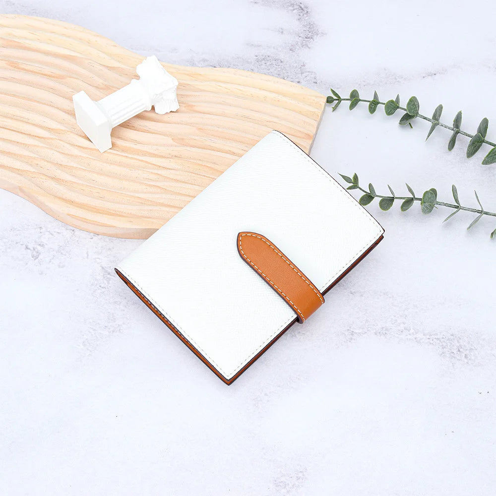 Luxury Design Genuine Leather Wallet For Woman Custom Initials Fashion Folding Passport Holder Business Card Holder Coin Purse