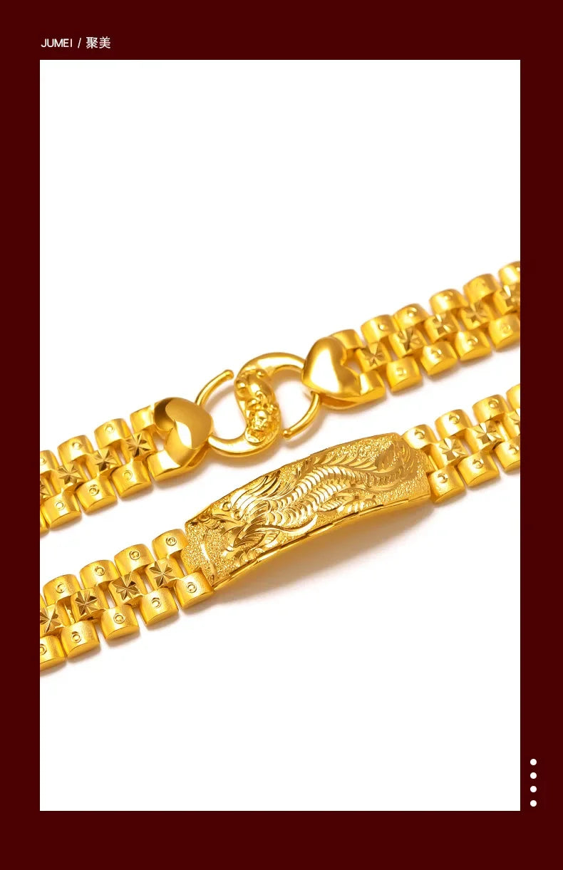 Imitation 24K Real Gold Chinese Dragon Pattern Bracelet Men's Carven Design Big Bracelet Gold Version Domineering Watch Chain