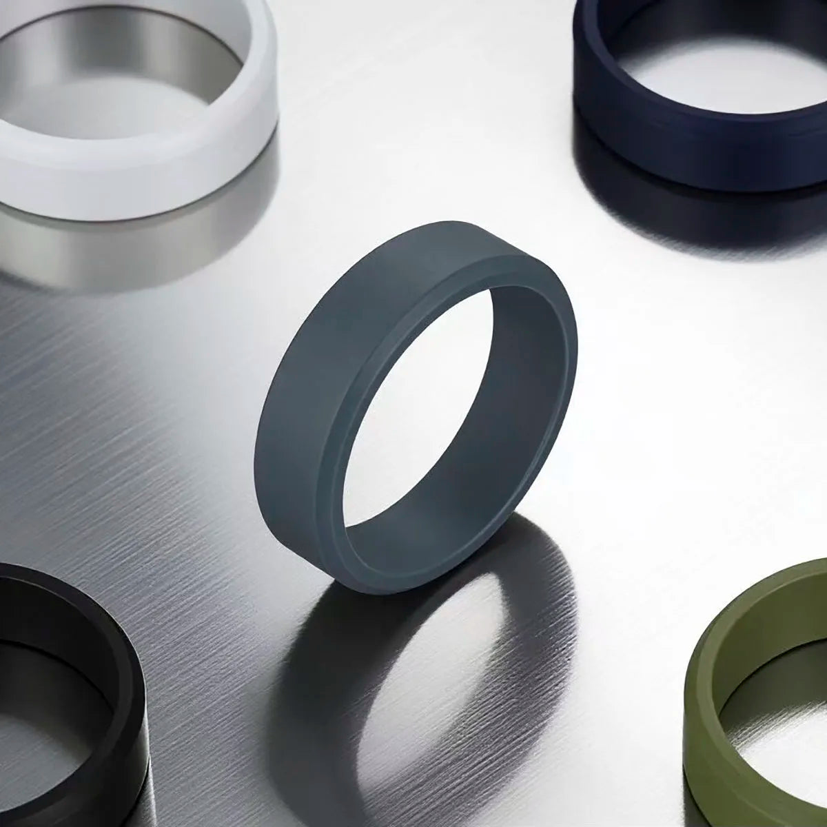 1pc 8mm New Sports Rings Hypoallergenic Mens Wedding Silicone Finger Ring Gift For Men 7-14 Size Outdoor Running Jewelry