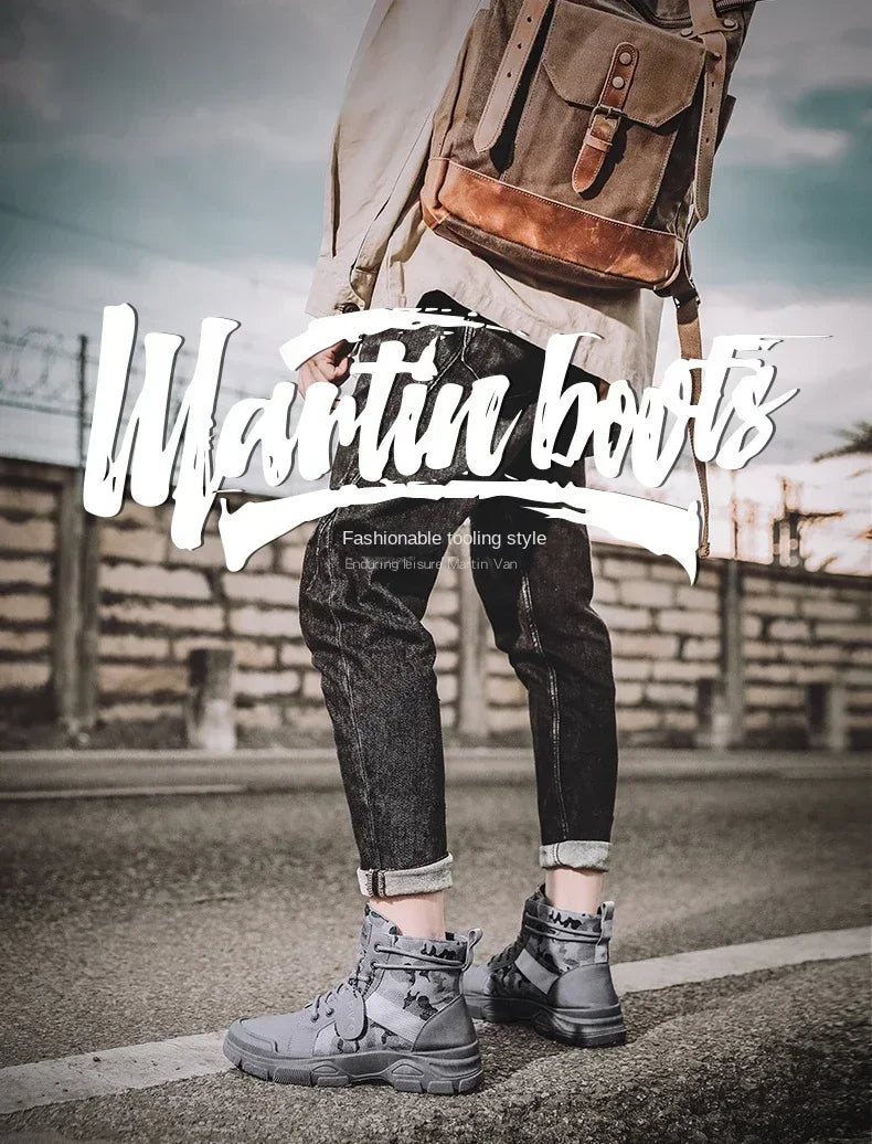Boots for Men Autumn High Top Camouflage Desert Casual Flats Mens Boot Breathable Non Slip Work Shoes Motocross Boots
