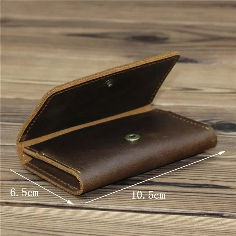 Handmade Vintage  Leather Men Wallet Men Purse Cowhide Leather Short Card Wallet for Male Money Clips Money Bags New