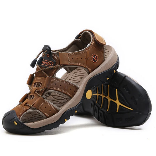 Men Sandals Summer New Large Size Outdoor Casual Beach Shoes Anti Slip Durable Breathable Toe Cover Sandals244