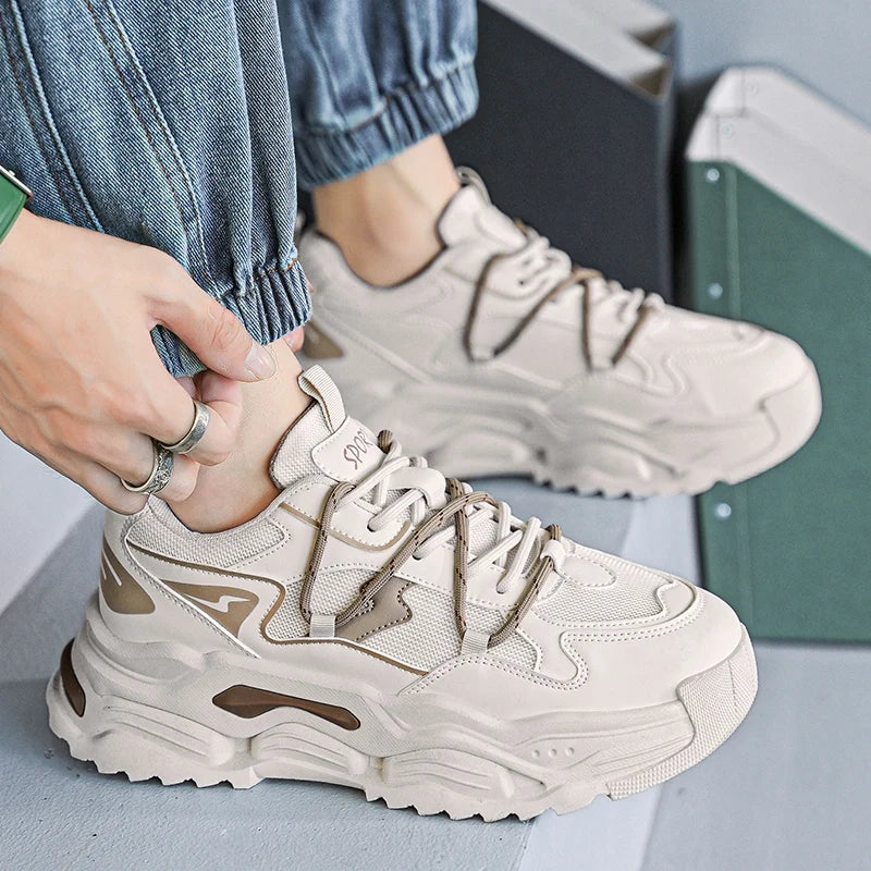 Men Sneakers 2025 Autumn New Mesh Breathable Running Sport Shoes Light Soft Thick Sole Hole Man Casual Shoes Athletic Sneakers