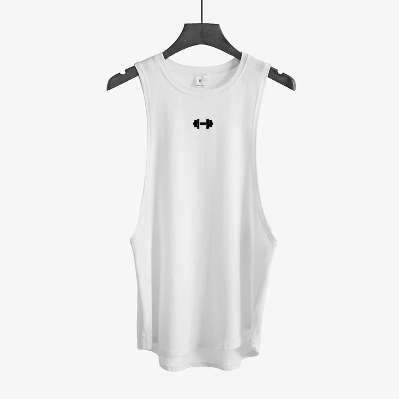 Mens Workout Muscle Sleeveless T-Shirts Gym Bodybuilding Fitness Sport Tank Tops Summer Breathable Cotton Loose Elastic Singlets
