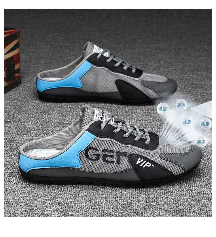 Men Slippers Trend Baotou Shoes for Men Summer Breathable Casual Shoe Vulcanized Flats Male Sneakers Half Slip-on Shoes 2026