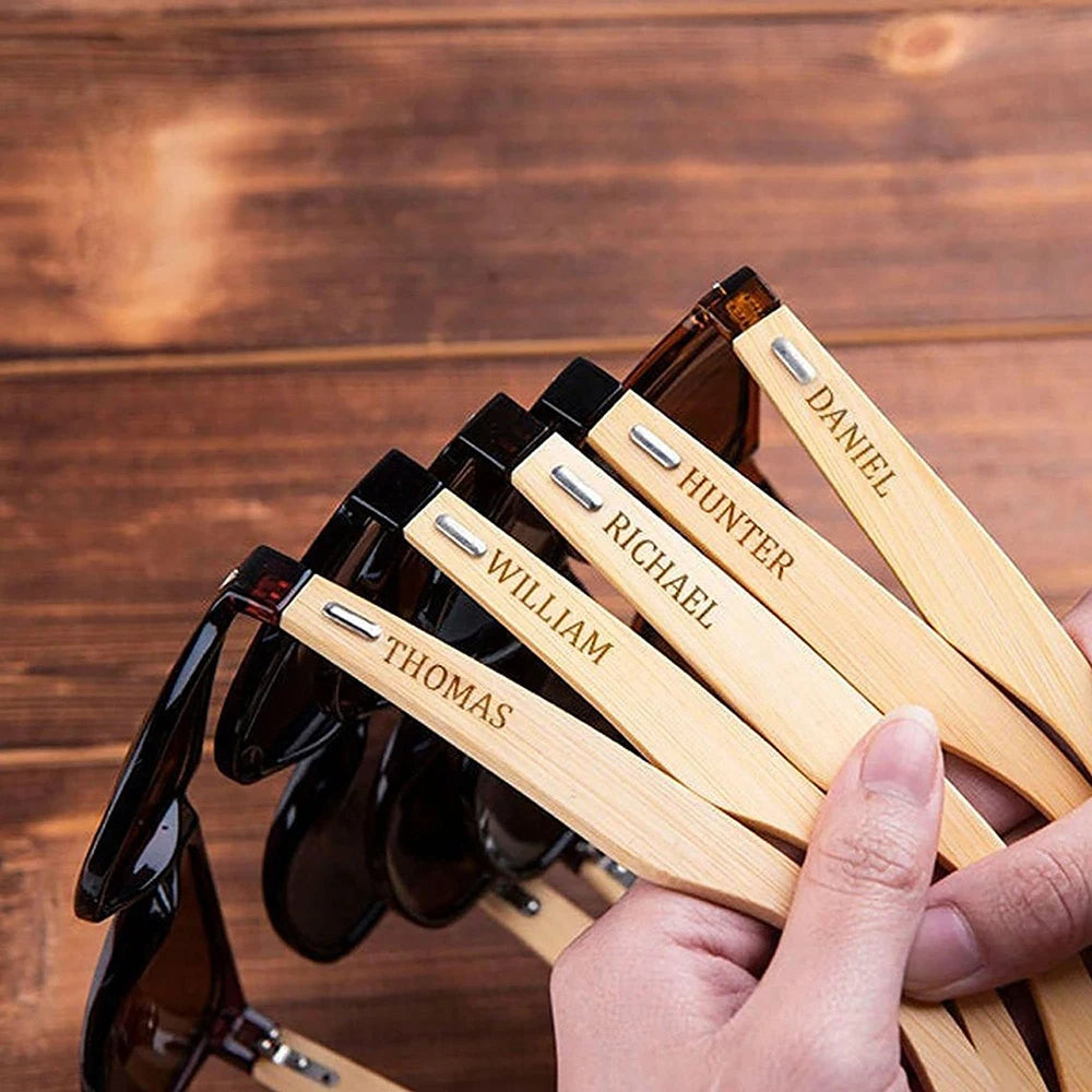Personalized Wooden Sunglasses Custom Bachelor Party Gift Engraved Best Man Sunglasses Wooden Box Groomsmen Father's Day Gift