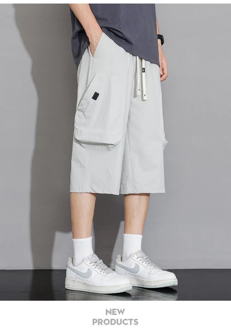 Short Men's Clothing Man Shorts Casual Loose Fit Short Mens Male New Summer Work Shorts Men Drawstring Cargo Pants Men