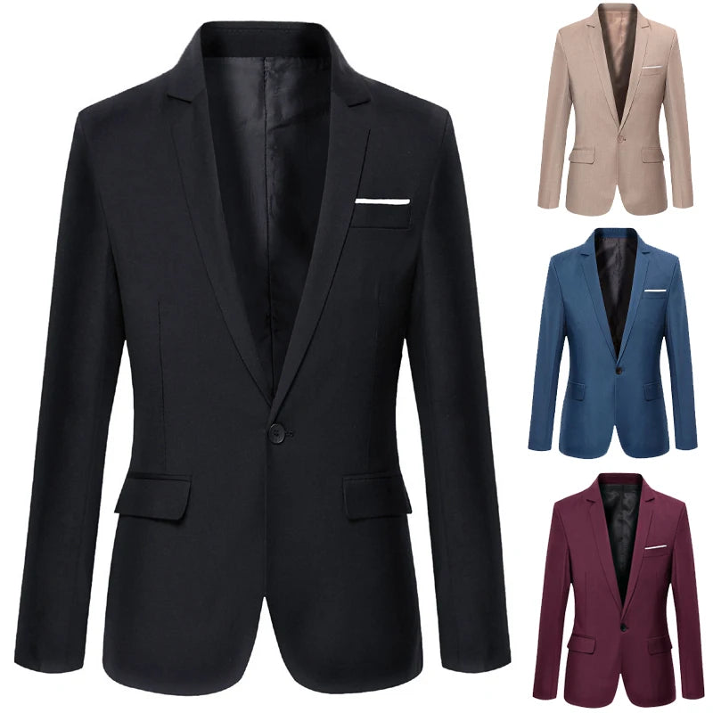 Men's Suit Jacket Casual Business Blazer Elegant Black Slim Fit Navy Blue Red Spring Autumn  Male Suits Blazer Coat