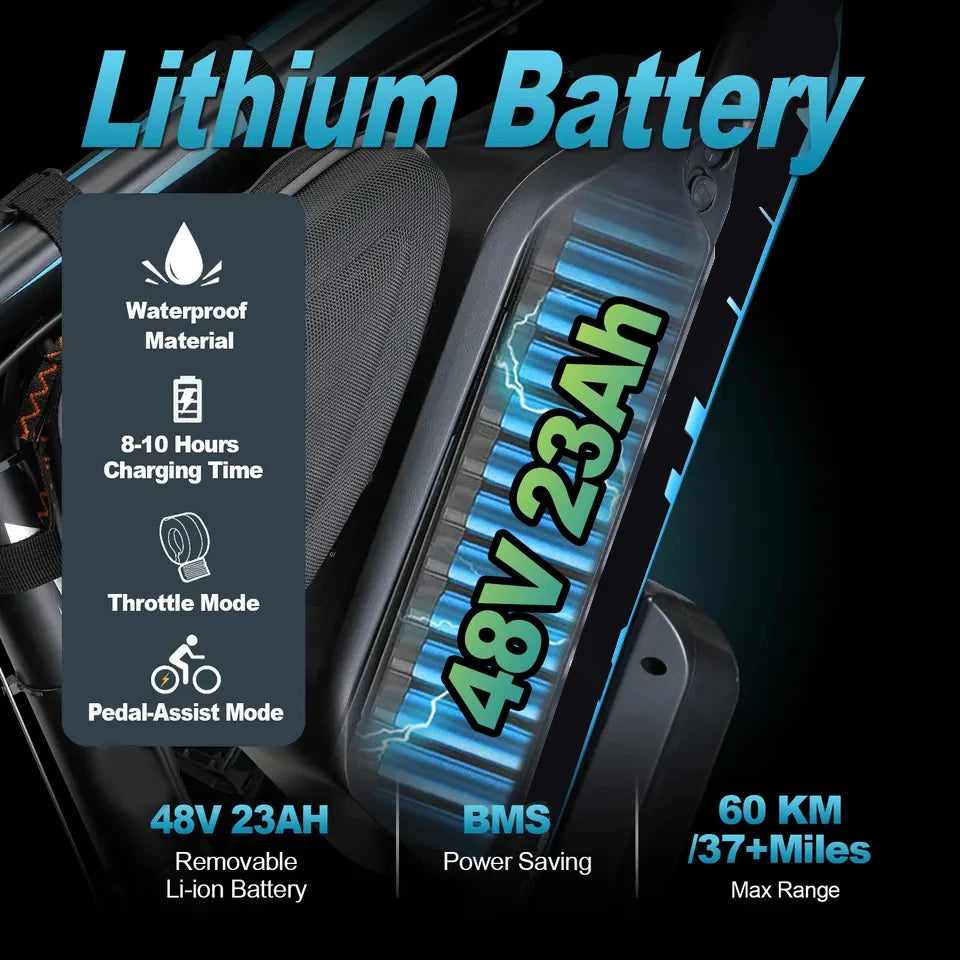 48V 22.4ah motor 1000 watts battery cycle fat tire electric bicycle electronic lithium battery rear hub motor 21 speed