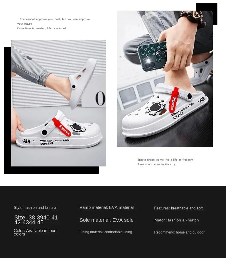 Water Shoes Sandals For Men Black White Men Women Sandals Breathable Home Slippers Outdoor Fashion Garden Clogs Couple Shoes