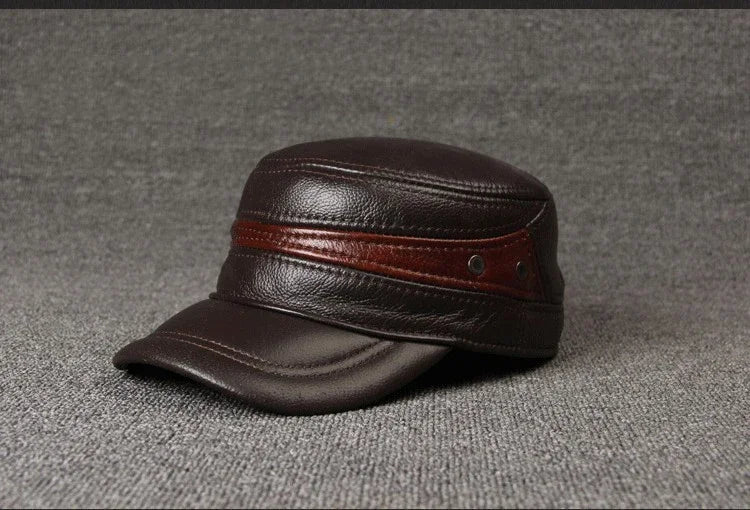 Adjustable Size Leather Baseball Cap Men's Winter Hat New Thicker Warm Cowhide Simple Fashion Male Bone Snapback Dad's Hats