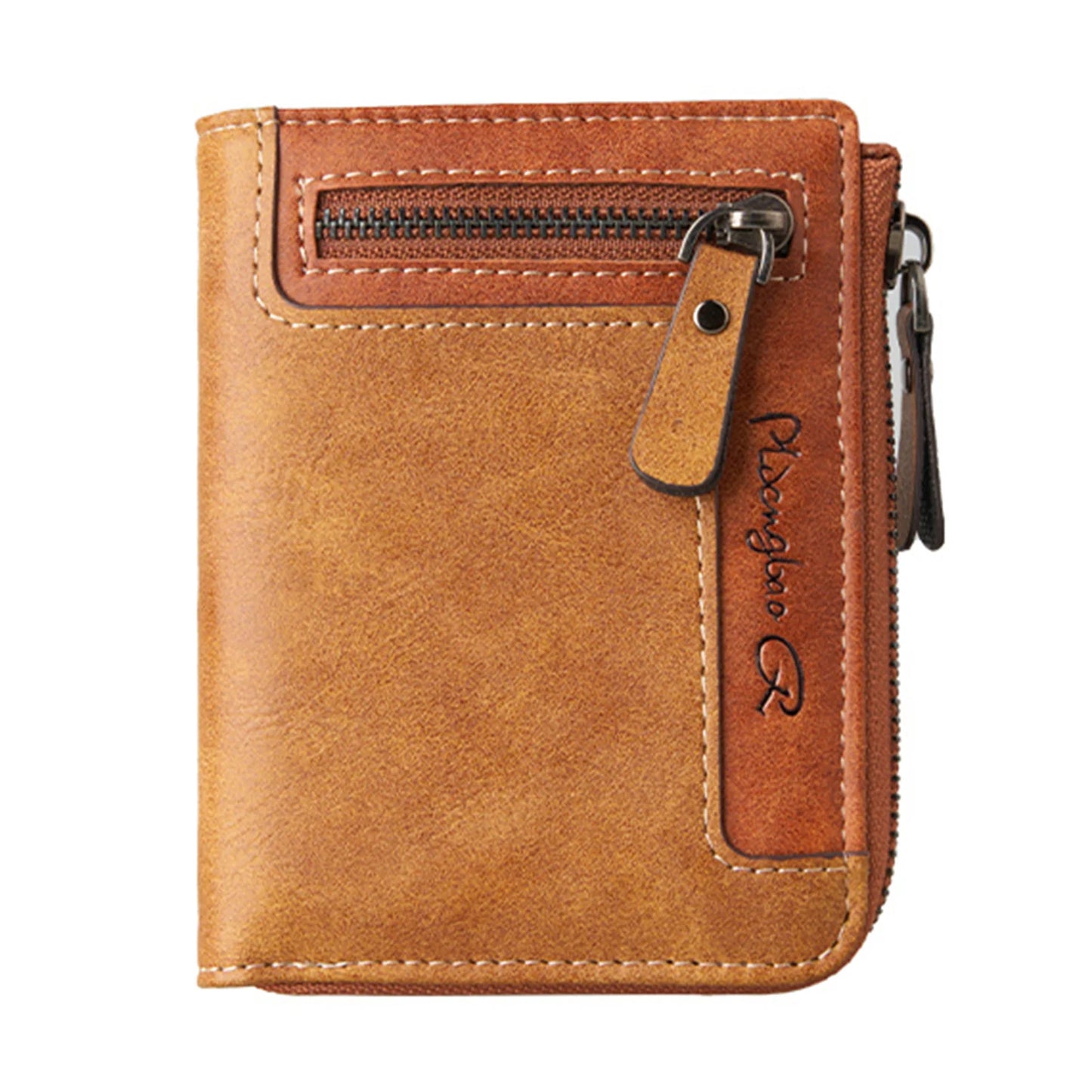 Trendy Wallet Men's PU Leather Male Short Zipper Simple Card Holder Soft Leather Money Clip Retro Coin Purse Gifts for Students