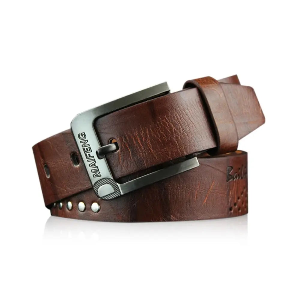Men's Genuine Leather Belt Luxury High Quality Classic Buckle Business Cowboy Vintage Waistband Alloy Belts