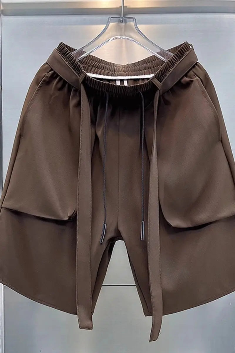 Summer New Shorts Men Thin Casual Loose Tooling Five-point Pants Solid Pocket Pantalones Cortos Hombre Elastic Waist Sweatpants