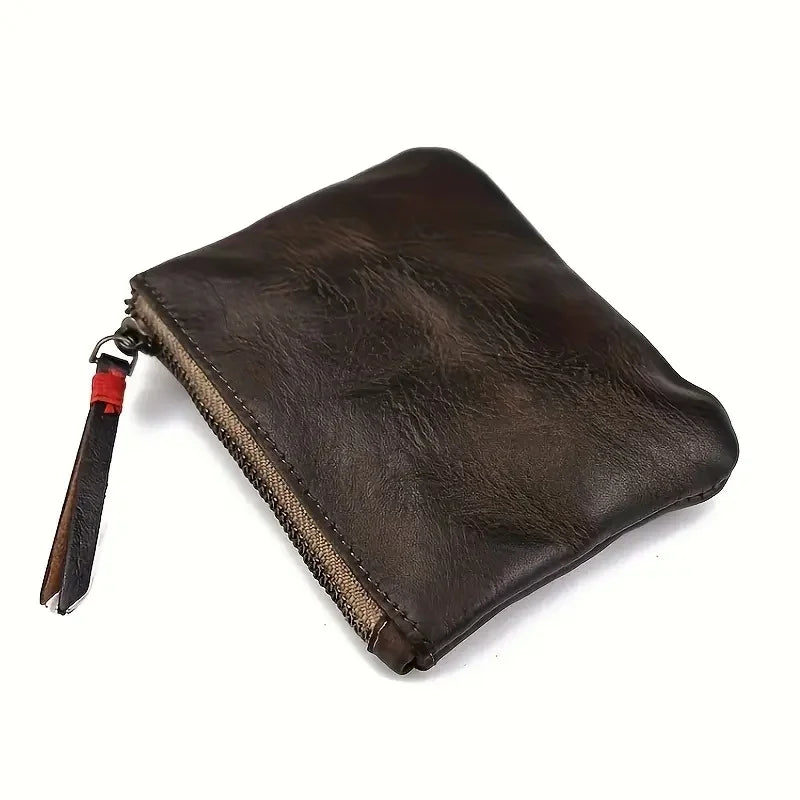 Cowhide Wallet Men's Leather Wallet Genuine Leather Men's Wallet Minimalist Wallet Credit Card Holder Earbuds Pouch