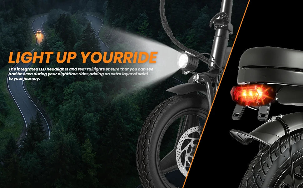 750W/1500w Adult Electric Bike, 20 MPH, 48V 10.4Ah/52V 25Ah Removable Battery, 14 Inch Folding Electric Bike, Dual Disc Brake