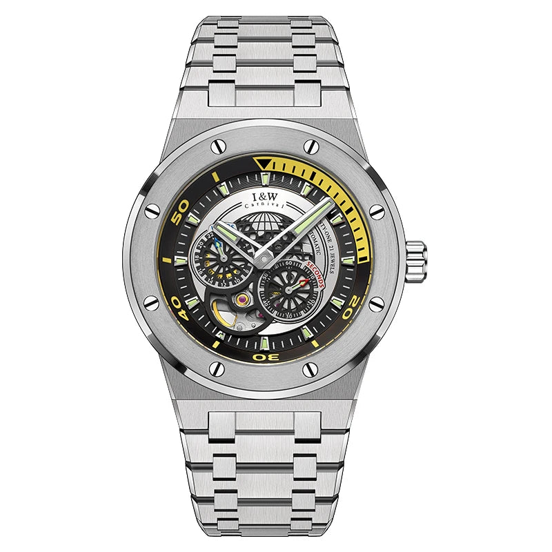 Relogio Masculino Luxury Brand I&W 2022 New Bumblebee Series Watch for Men Japan Movement Sapphire 5bar Skeleton Automatic Watch