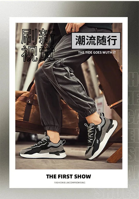 Sneakers Male Autumn Man Shoes Leather Surface Sport Shoes Men Men's Versatile Sports Casual Winter Running Shoe Increase Height