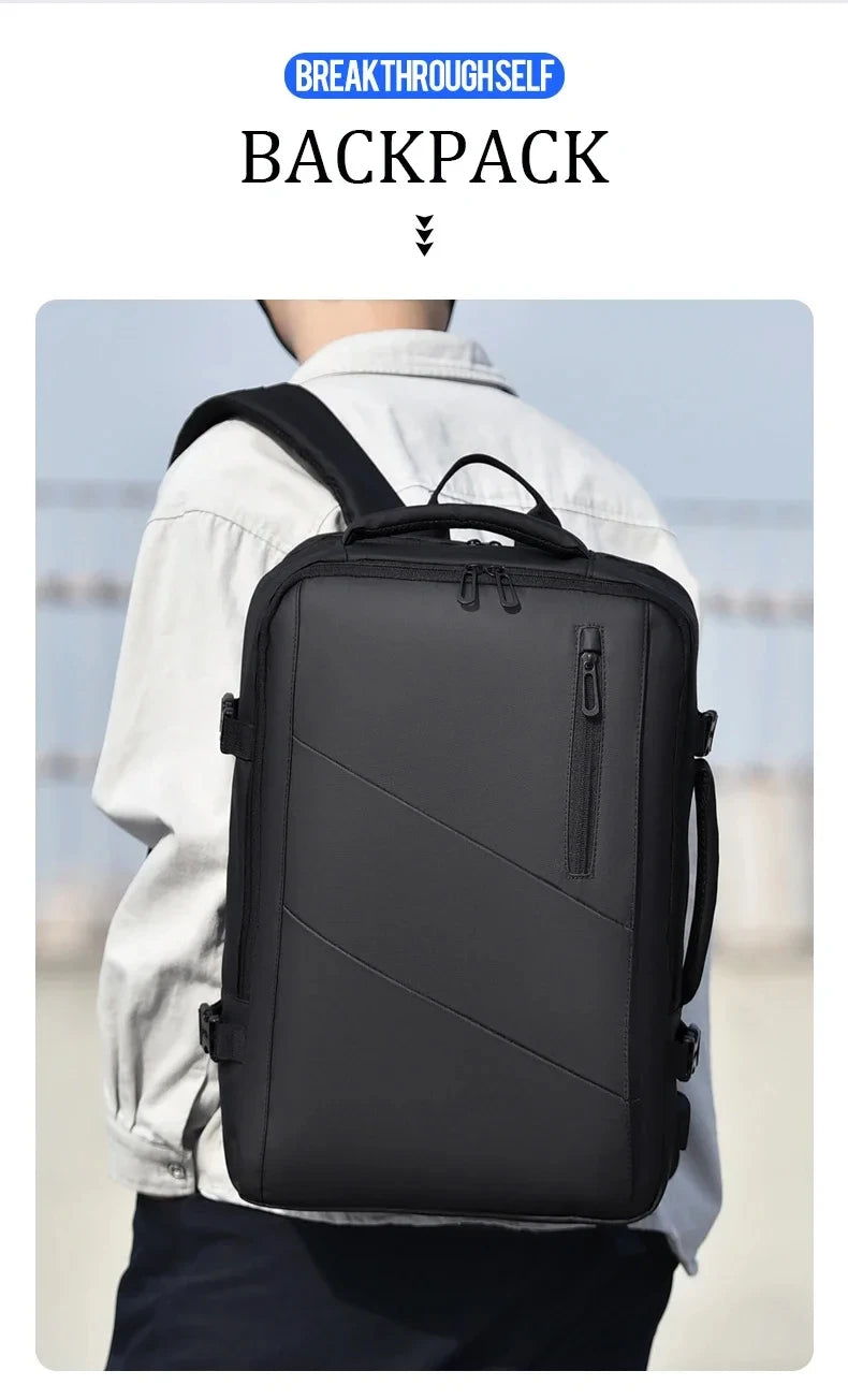 Large Capacity Men's Backpack Expandable Business Travel Bag 15.6 inch Laptop Waterproof Backpack USB Charging Camping Baggage
