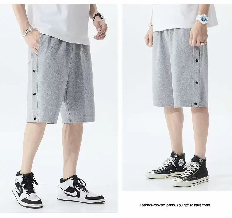 Fully Open-breasted Shorts for Men in Summer Korean Style, Wear Loose Casual Couples Sports 5-point Pants