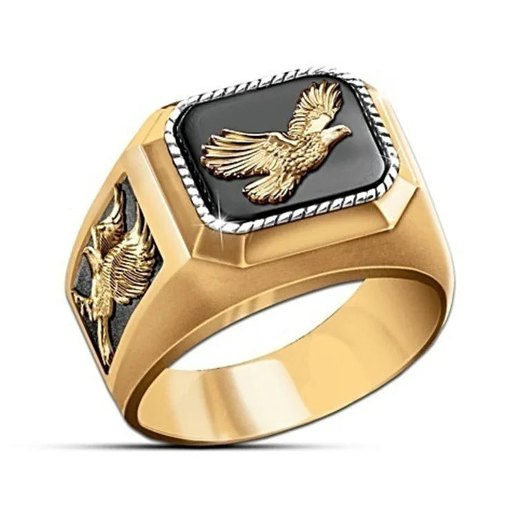 Eagle Collection ! Domineering Metal Eagle Men's Ring Punk Style Enamel Animal Male Rings Jewelry Hand Accessories Size 6-13