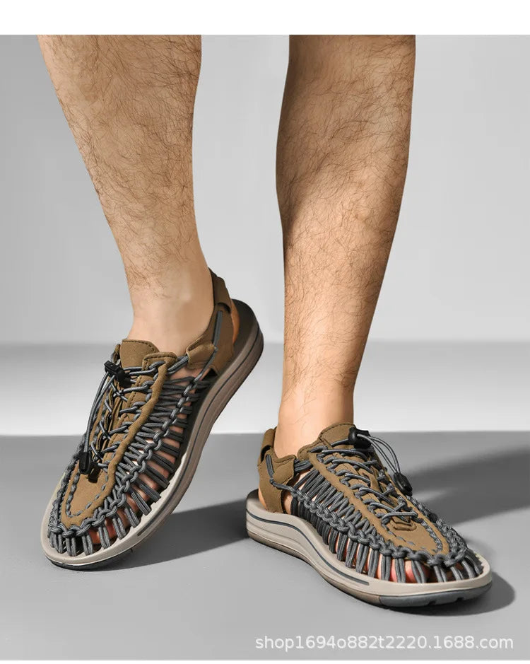 Men's Sandals Woven Casual Mens Beach Shoes 2025 New Comfortable Soft Men's Sandals Summer Casual Shoes for Men Sandalias Hombre