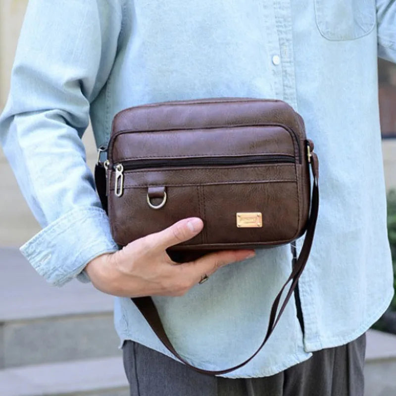 Men's PU Leather Crossbody Shoulder Bags High quality Tote Fashion Business Man Messenger Bag  Leather Bags fanny pack