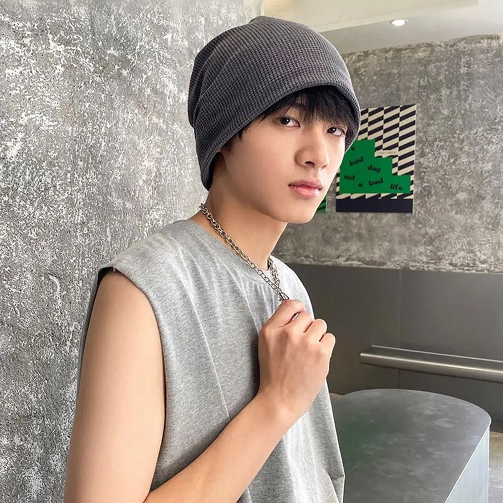 Casual Beanies for Men Women Fashion Soft Knitted Winter Hat Solid Color Hip-hop Bonnet Unisex Cap
