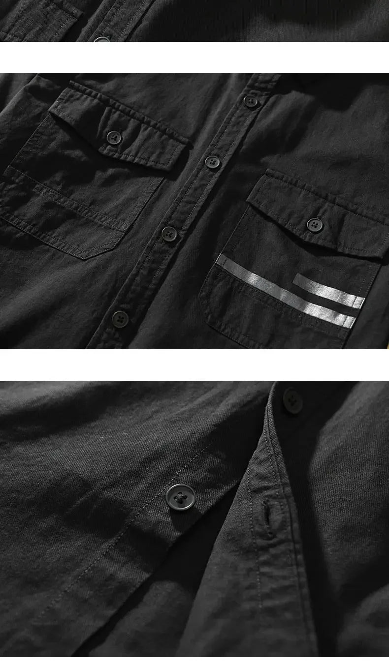 Brand Long-sleeved Shirts for Men in Spring and Autumn Hong Kong Style Casual Jackets Light and Mature Style Loose and Versatile