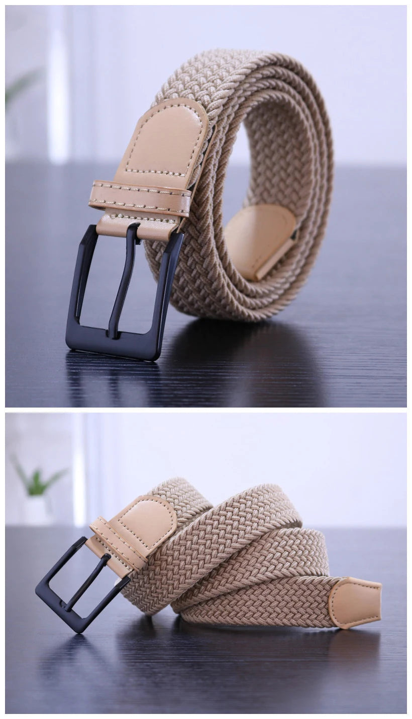 Canvas Belts for Men Fashion Metal Pin Buckle Military Tactical Strap Male Elastic Belt for Pants Jeans