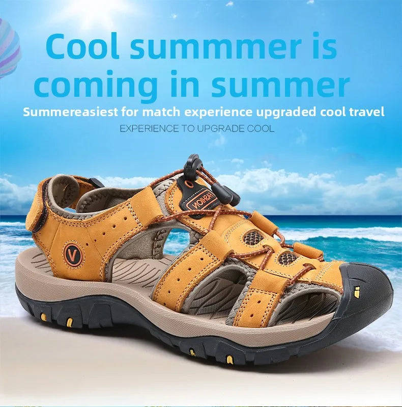 Men Sandals Summer New Large Size Outdoor Casual Beach Shoes Anti Slip Durable Breathable Toe Cover Sandals244