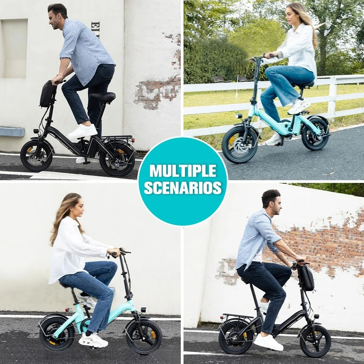 14" Adults Electric Bike, 10.4Ah Battery, 500W Motor, 20Mph Top Speed, Step Through Adult Electric Bicycles, Mini, Customized