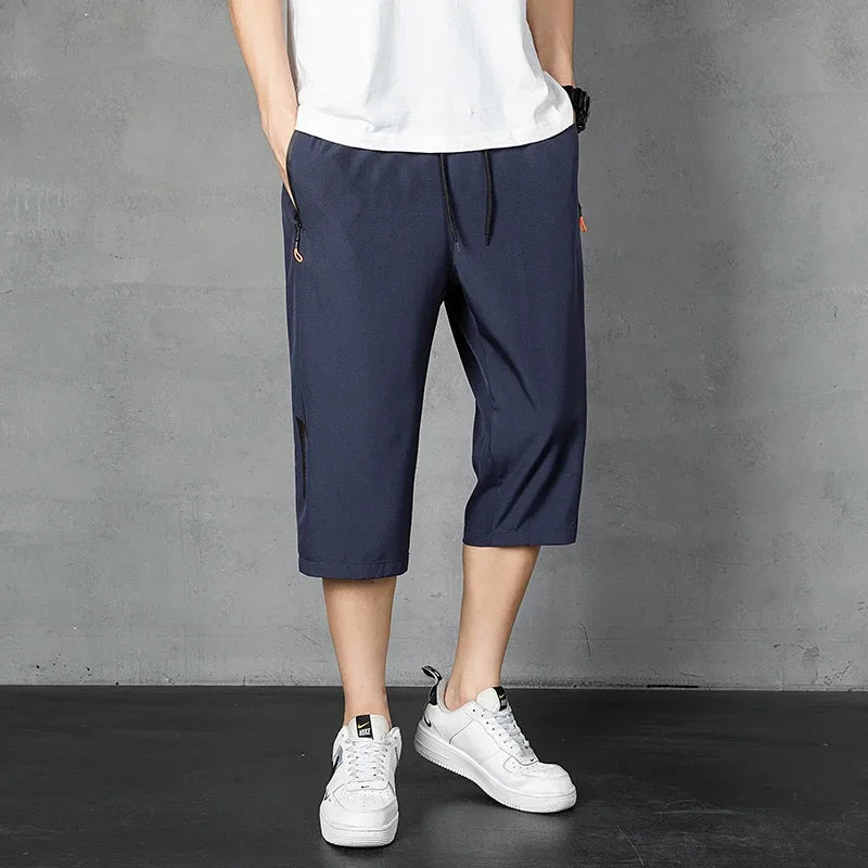 Men's Shorts Summer Thin Soft Cropped Pants Sports Casual Straight Shorts Oversize Sweatpants Quick Drying Jogger