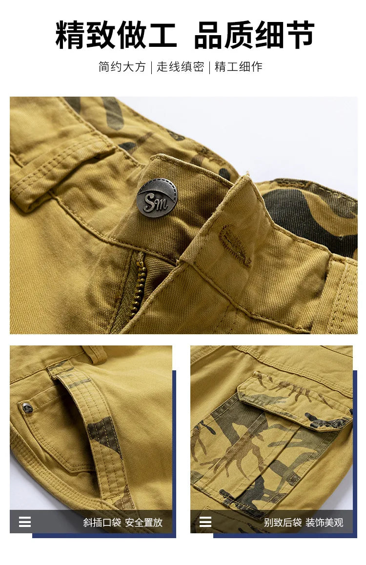 Summer Fashion Tooling Shorts for Men Casual Loose Cargo Shorts Outdoor Sport Pants Men Versatile Straight Cotton Short Trousers