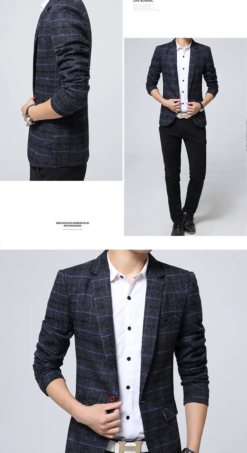 Men's Suit Jacket Casual Business Blazer Elegant Black Slim Fit Navy Blue Red Spring Autumn  Male Suits Blazer Coat