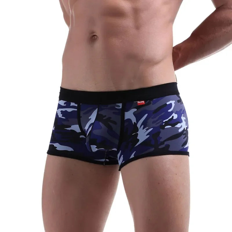 Male Underwear  Men Boxer Shorts Fashion Breathable U Convex Crotch Homme Sexy Tide Camouflage Printed Cueca Boxers